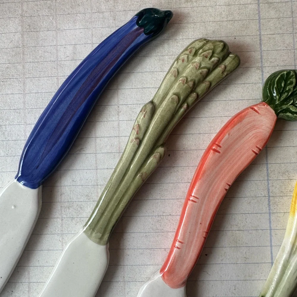 Fitz and Floyd Hand-Painted Veggie Canapé Knives